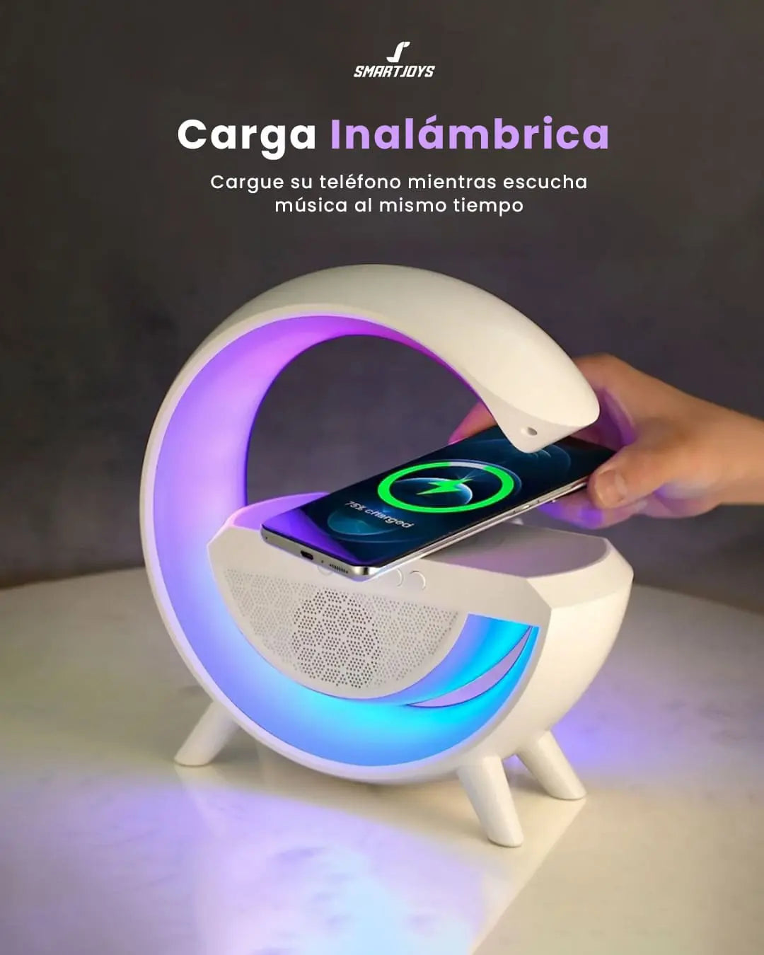 LAMPARA VELADORA G PARLANTE CARGADOR INALAMBRICO LUCES RGB