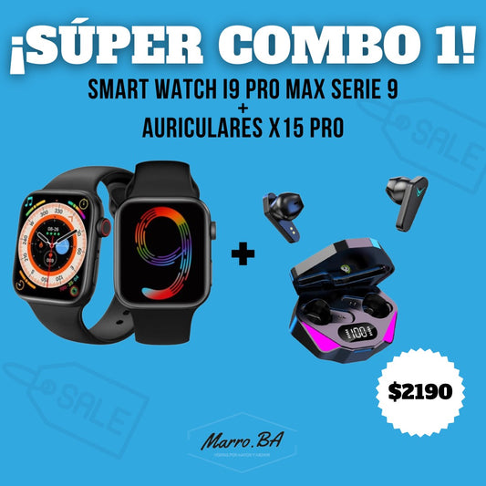 PROMO COMBO SMART WATCH I9 PRO MAX + AURICULARES X15 PRO