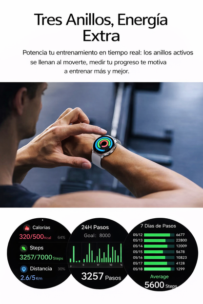 Smart Watch HK36 Con Malla Metálica