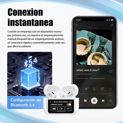 AURICULARES INALÁMBRICOS CON PANTALLA TÁCTIL Y CANCELACIÓN DE RUIDO