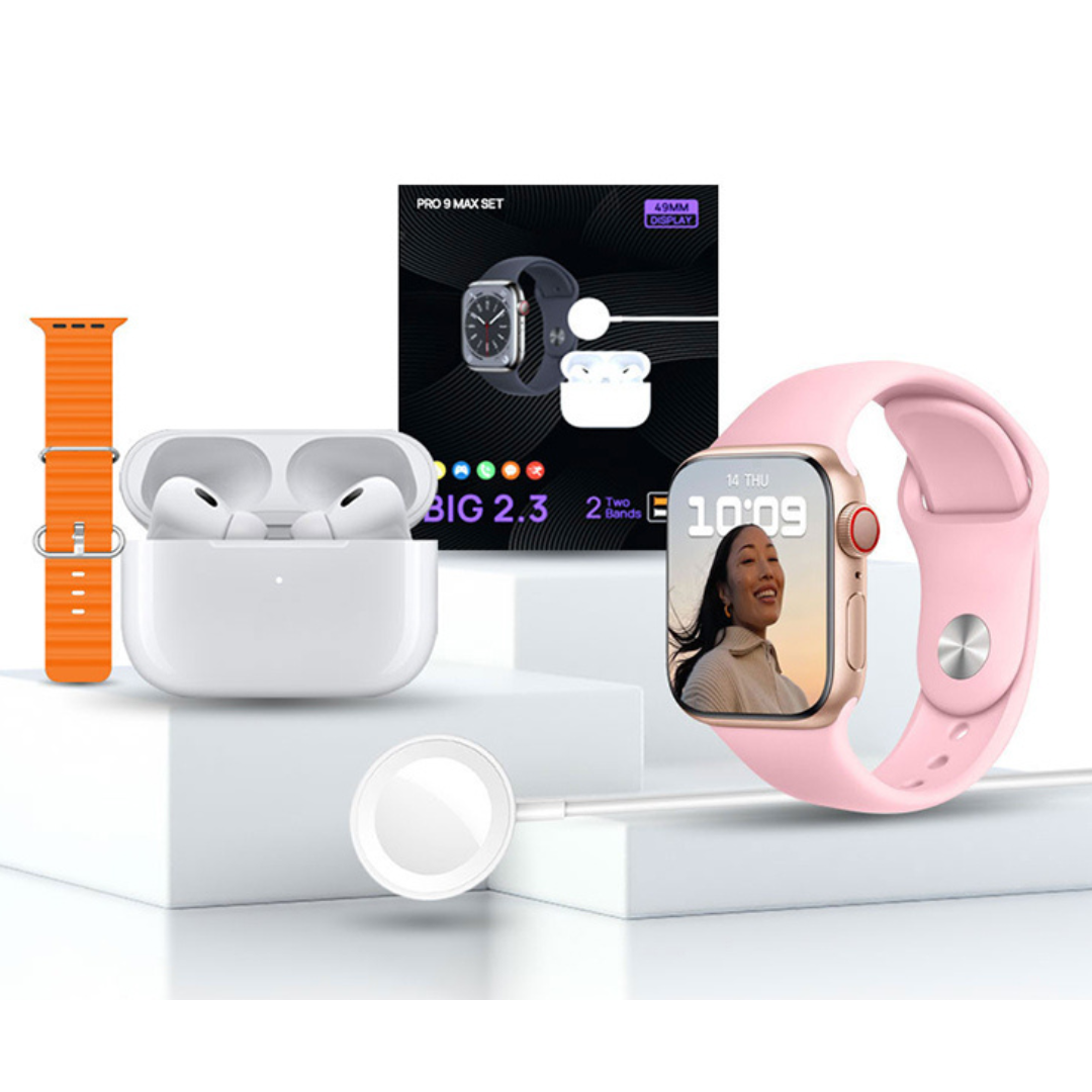 KIT SMART WATCH S9 PRO MAX + 2 MALLAS + AURICULARES