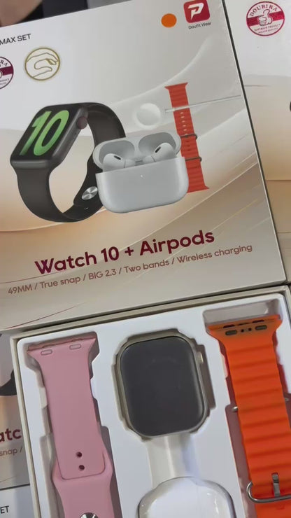 KIT SMART WATCH 10 PRO MAX + 2 MALLAS + AURICULARES
